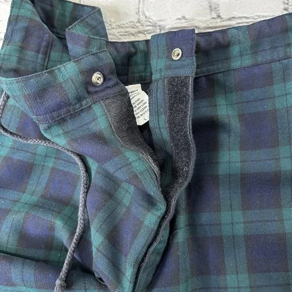Vintage Golf Plaid Green And Blue Cargo Pants Made In USA sz Large GB Flag Patch